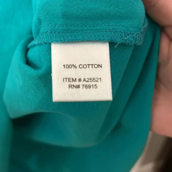 Appleseeds Women’s (S) Turquoise Green Lace Trim Tunic Easy Breezy 3 Qtr Sleeve - Picture 6 of 7